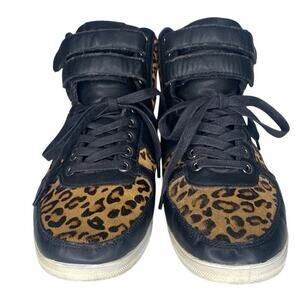 Aldo Leapord Fur Black Leather Athleisure shoe Size 10